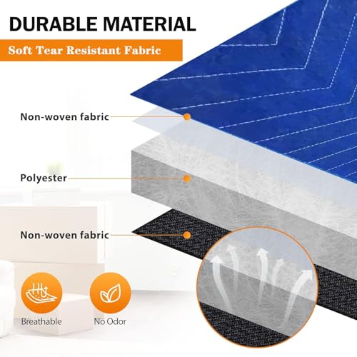 3 Pack Moving Blankets 40x72in Heavy Duty Padded Packing Blankets for Moving Shipping Protecting Furniture Professional Qu...