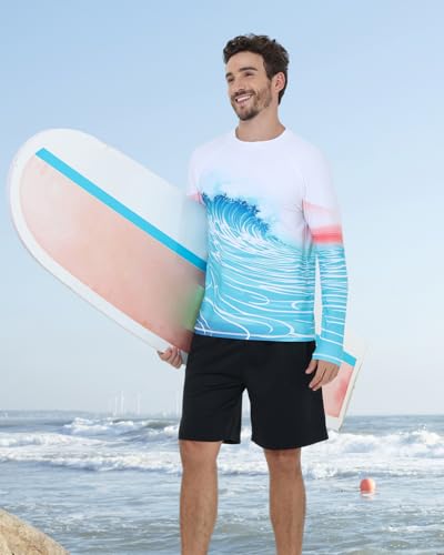 VAYAGER Men's Swim Shirts UPF 50+ Rash Guard Long Sleeve Quick Dry T-Shirt Loose Fit Water Fishing UV Protection Shirts