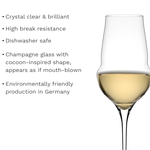 Stölzle Lausitz Set of 6 Glass Champagne Flutes (Cocoon). Dishwasher Safe Lead-Free Crystal Champagne Glasses (11.5 Fl oz)...