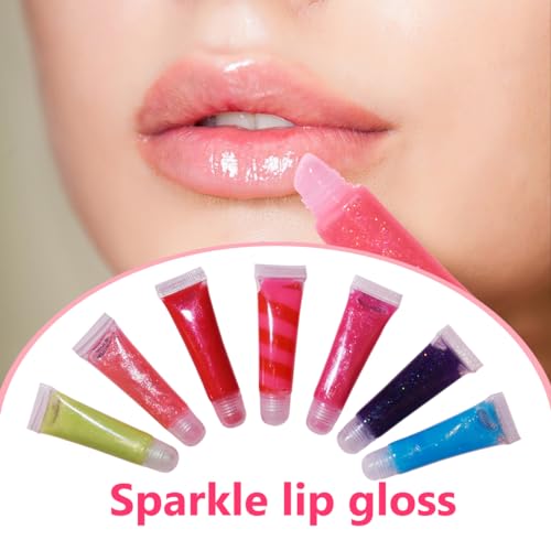 M&U Glitter Lip Gloss Set with Carrying Case, 12Pcs Assorted Flavors Moisturizing Shimmer Glossy Lip Party Favor Make-up f...