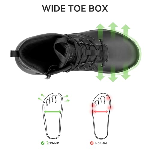 CENNID Men's Waterproof Tactical Work Boots Side Zipper Military Orthopedic Leather Boots Lightweight Motorcycle Combat Hi...