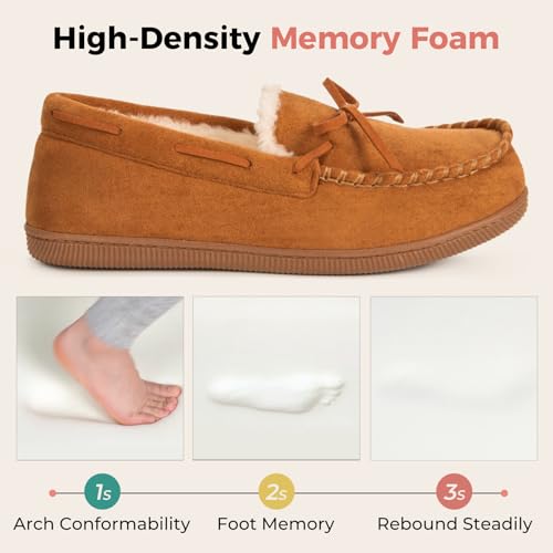 HomeTop Women's Moccasins House Slippers Memory Foam Indoor Outdoor Ladies Shoes