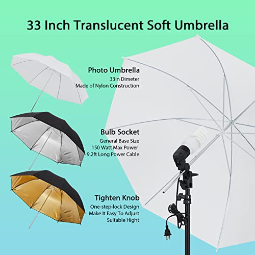 Photography Lighting Kit with Backdrops, 8.5x10ft Backdrop Stand System, 5500K 850W Equivalent LED Umbrella Softbox Contin...