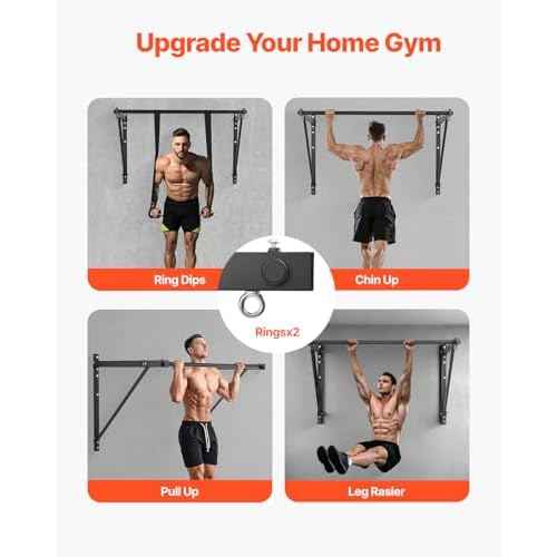 VEVOR Pull Up Bar, 50 in Width Wall Mounted Pull Ups, Adjustable Depth 22" or 30" from Wall, Heavy Duty Steel Upper Body Workout Bars, 440 lbs Weight Capacity Chin Up Training Station, for Home Gym