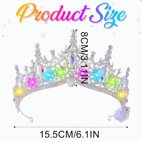 Brishow Light Up Fantasy Rhinestone Gold Crowns,Bridal Wedding Tiaras,Queen Headpiece Jewelry for Women