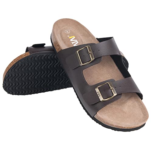 Women's Cork Footbed Sandals Cow Suede Summer Slide Sandals for Women with Adjustable Strap Buckle Open Toe Outdoor Beach ...