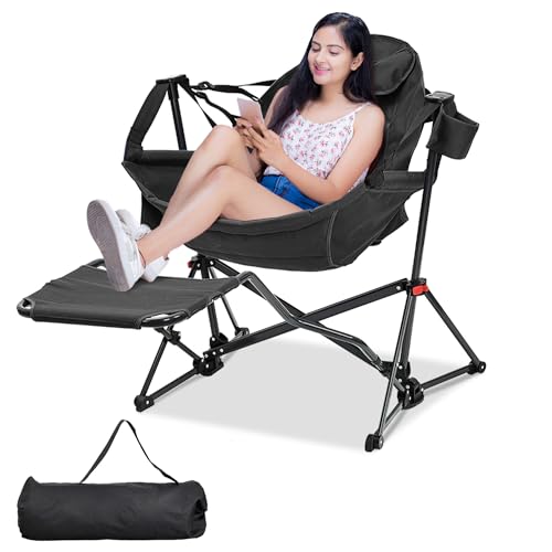 outdoor basic Adjustable Camping Folding Chair with Footrest - Portable Zero Gravity Lounge Chair for Beach, Lawn, Picnic,...