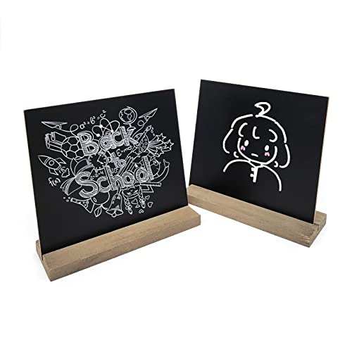 DSTELIN 5 X 6 Inch Mini Tabletop Chalkboard Signs with Vintage Style Wood Base Stands, Set of 9