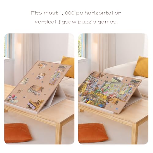 Lavievert Tilting Puzzle Board with 2-in-1 Stand & Cover, Adjustable Plateau Storage with 6 Sorting Trays for Adults, Port...