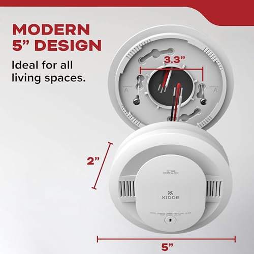 Kidde Hardwired Smoke Detector, 10-Year Battery Backup, Voice Alerts, Interconnectable, LED Warning Light Indicators, 20SA10-V