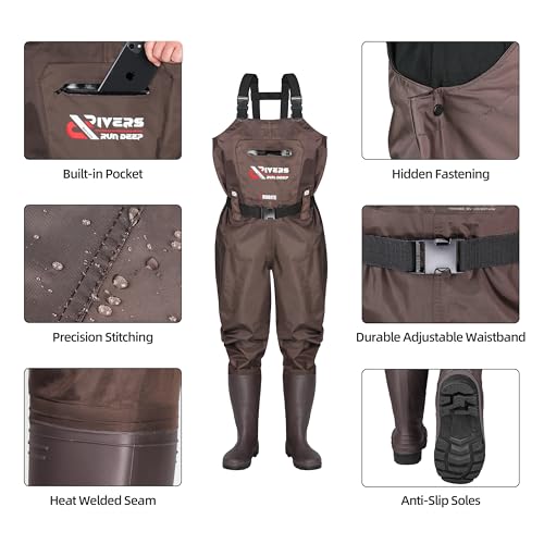 PROBITE Upgraded 210D Nylon Chest Waders with Boots - Waterproof PVC Fishing & Hunting Waders for Men, Breathable Wading Gear