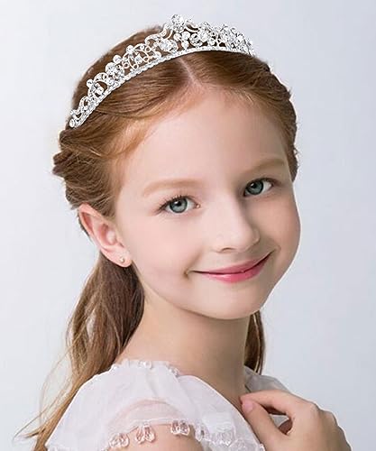 TOBATOBA Silver Wedding Tiara and Crown for Bride, Princess Rhinestone Bridal Headpiece, Quinceanera Birthday Pageant Hall...