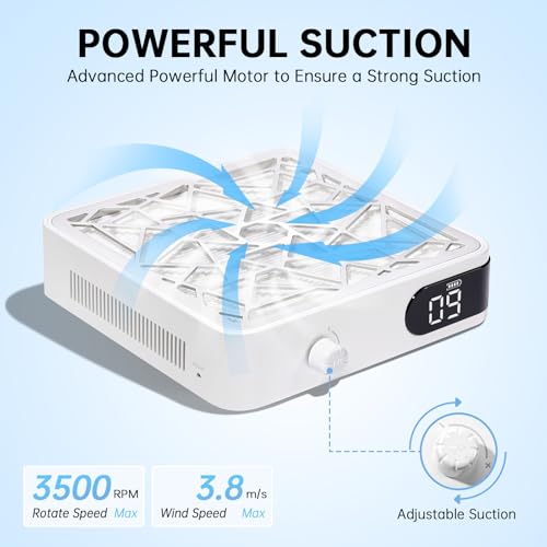 Nail Dust Collector, Cordless Dust Collector Nail Tech, Powerful Vacuum Fan Vent Dust Collector Extractor Dust Suction Machine for Acrylic Nails Polishing, Nail Salon&Home, White