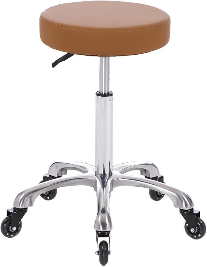 Rolling Salon Stool Swivel Chair with Wheels Height Adjustable Hydraulic for Hair Salon Beauty Facial Massage Spa Tattoo Medical Home Office (Camel)