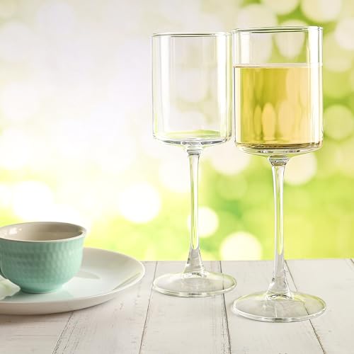 Square Wine Glasses Set of 12,10oz Large Champagne Flute, Square Unique White & Red Wine Goblets, Dishwasher-safe Clear (12)