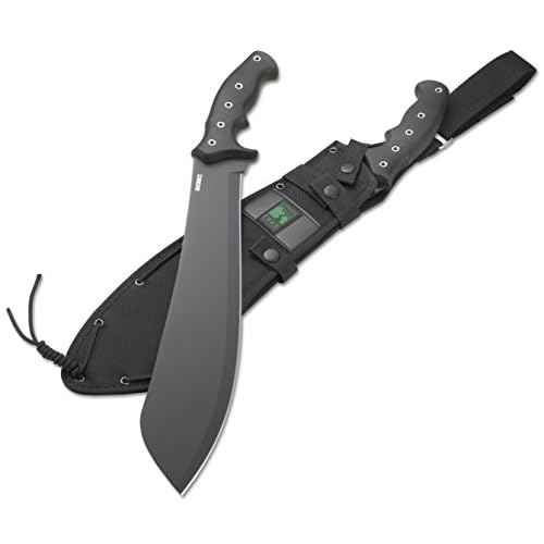 CRKT Halfachance Fixed Blade Parang Machete: 18 Inch Black Powder Coated Carbon Steel Parang Style Blade with Nylon Sheath for Survival, Hunting & Camping K920KKP
