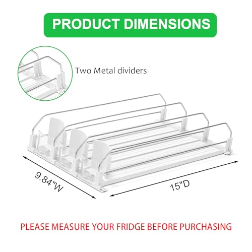 Rula Drink Organizer for Fridge, Width Adjustable Water Bottle Pusher Glide, Self-Pushing Soda Can Dispenser for Refrigera...