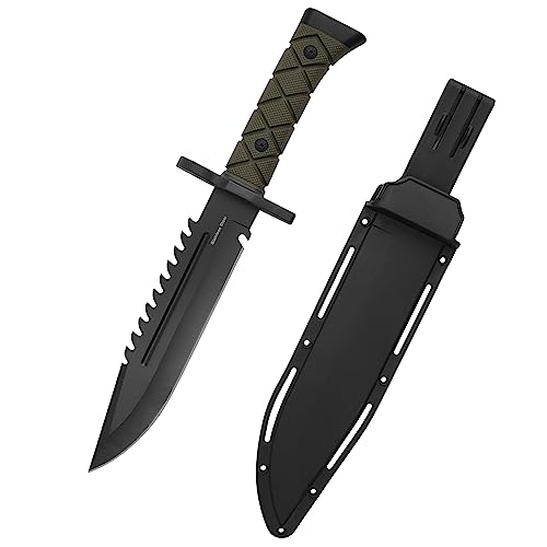 Leopcito 15" Fixed Blade Tactical Knives with Sheath, Stainless Steel Survival Hunting Bushcraft Full Tang Non-Slip Handle...