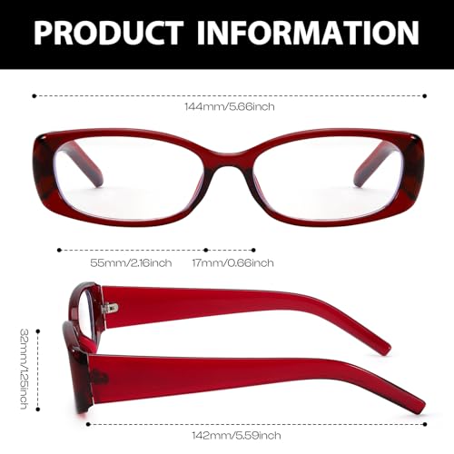 DreamCalf Rectangle Fake Glasses for Women Trendy Y2K Office-Siren Blue Light Glasses with Clear Lenses