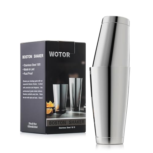WOTOR Boston Cocktail Shaker Set, 18 oz & 28 oz Stainless Steel Weighted Shaker Tins, Metal Martini Shaker Drink Mixer for...