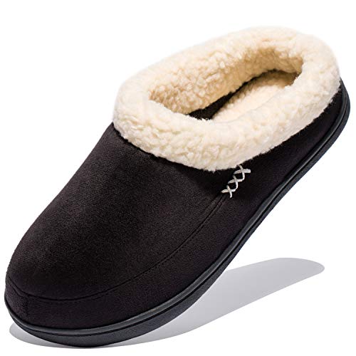 NewDenBer Women's Cozy Memory Foam Slippers Suede Fuzzy Plush Fleece Lined Slip On Indoor Outdoor House Shoes