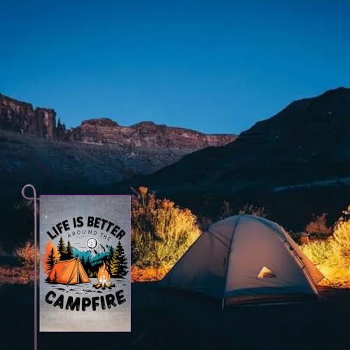 Camping Garden Flag 12x18 Inch Double Sided Life is Better Around The Campfire Camping Flags for Campsite RV Camper Yard O...