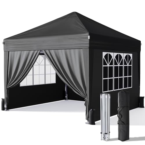 Driftalia 10x10 Pop Up Canopy with Sidewalls, Outdoor Instant Canopy Tent with Carry Bag for Commercial Events, Camping, B...