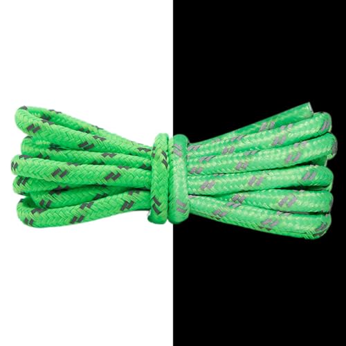 Round Heavy Duty Shoe Laces: 1/5 Inch Thick Reflective Shoelaces for Hiking Boots(1Pair)