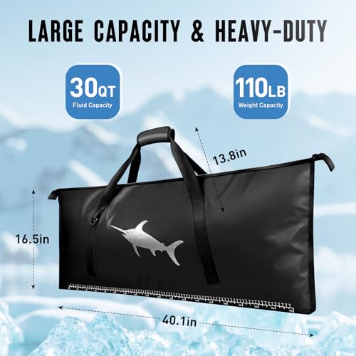 RANDUN Insulated Fish Cooler Bags for Fishing Kill Bag Fishing Cooler Bag Portable Leakproof - Fish Bags for Caught Fish K...