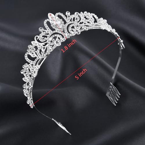 Crystal Tiaras Crowns for Women, Birthday Party Princess Wedding Brides Crown Prom Hair Accessories Gifts with Combs
