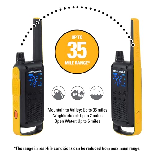 Motorola Solutions Talkabout T475 Extreme Two-Way Radio Black W/Yellow Rechargeable Two Pack