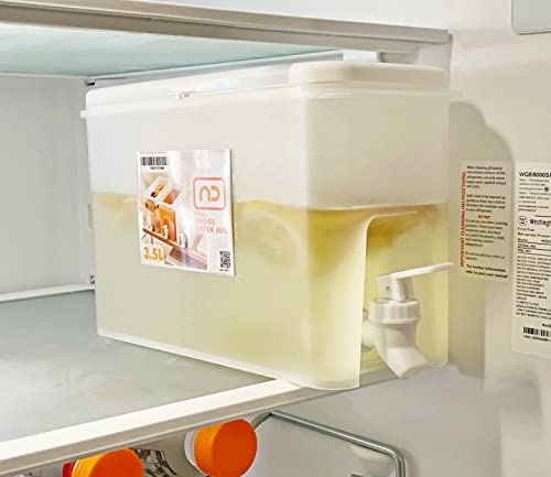 NDBOX Slim Fridge Jug with Faucet for Water, Iced Tea, Fruit Juice, Softdrinks, Milk, Beverages Dispenser - Hot or Cold Dr...