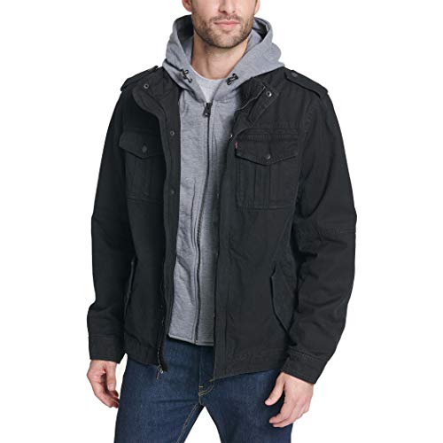 Levi's Men's Washed Cotton Hooded Military Jacket (Regular & Big & Tall Sizes)