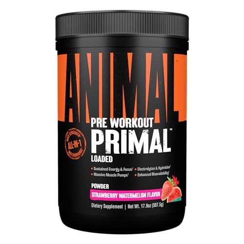 Animal Primal Muscle Hydration + Preworkout Powder – Contains Beta Alanine, 3DPump, Caffeine & Electrolytes – Improves Ene...