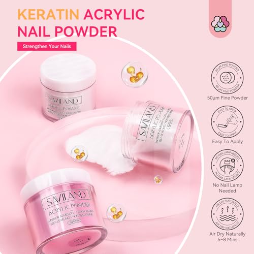 SAVILAND Acrylic Nail Kit with Drill: Professional Acrylic Nail Set for Beginners with Everything U V Light 3 Colors Gel P...