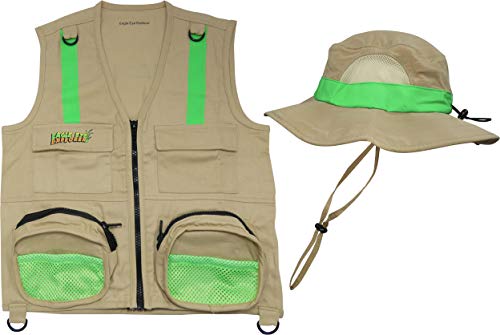 Eagle Eye Explorer Cargo Vest for Kids with Reflective Safety Straps and Floppy Sun Hat