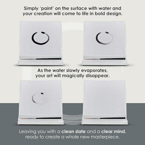 Mini Buddha Board Art Set: Water Drawing Writing Board w/Mini Water Brush for Mindfulness & Meditation – Inkless Zen Based...