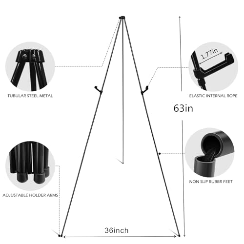 RRFTOK Easel Stand for Sign,63'' Instant Lightweight Portable Ground Easel for Wedding Sign and Poster Display Stand, Meta...