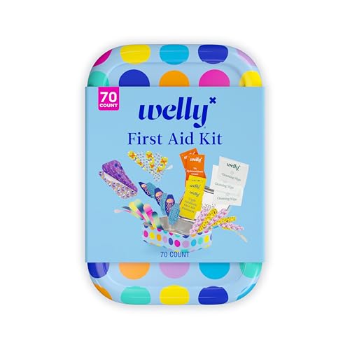 Welly First Aid Kit - Adhesive Bandages in Flexible Fabric and Waterproof, Singe Use Ointments (Triple Antibiotic, Cleansi...