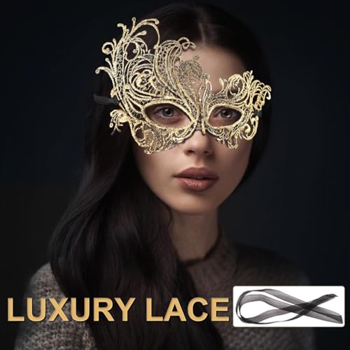 Aqearl Couple Masquerade Mask for Women Men Venetian Mask Halloween Mask for Party Prom Ball Costume Lace Mask