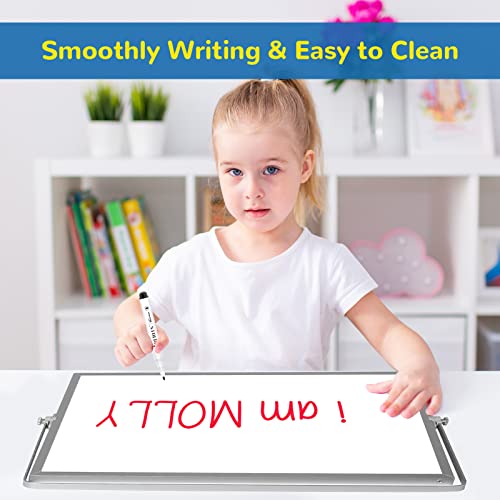 Dry Erase White Board, 16inX12in Large Magnetic Desktop Whiteboard with Stand, 10 Markers, 4 Magnets, 1 Eraser, Portable D...