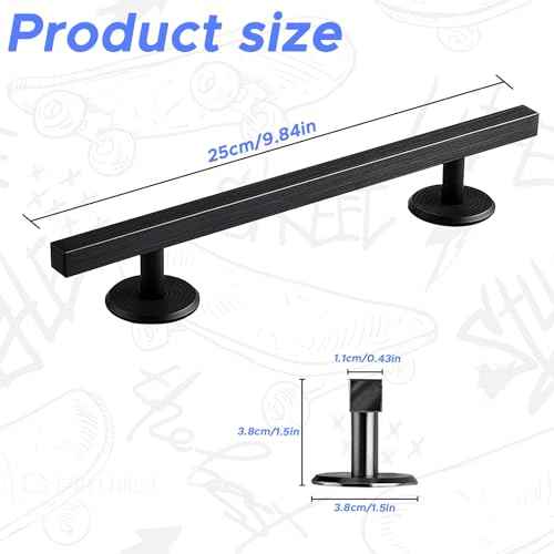 10" Fingerboard Rail-Heavy-Duty Aluminum Alloy Fingerboard Obstacle with Stabilizing Discs & Non-Slip Base, DIY Mini Skatepark Accessory for Fingerboard Players, Custom Cityscape Builders Black