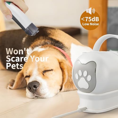 8VR Dog Grooming Kit, Pet Grooming Vacuum with Pet Clipper Nail Grinder, Dog Hair Vacuum with 6 Pet Grooming Tools for Dog...