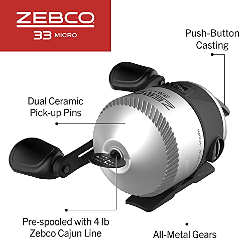 Zebco 33 Micro Spincast Reel and 2-Piece Fishing Rod Combo, 4.5-Foot Rod with Bonus Tackle Pack, QuickSet Anti-Reverse Fis...
