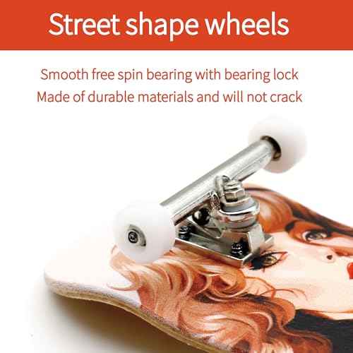 36mm Pro Fingerboard with Wooden Finger Skateboard Deck Upgraded Finger Board Trucks Street Shape Bearing Wheels (Girl)