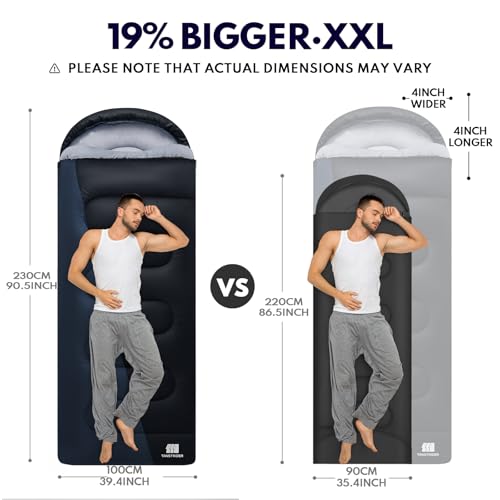 TANSTRIDER XXL Winter Sleeping Bags for Adults Cold Weather,Camping Sleeping Bag for Kids with Compression Sack,4 Season C...