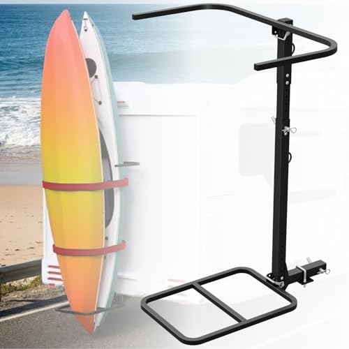 nutoniz 2-in-1 RV Hitch Mount Kayak Rack for Truck SUV Camper Trailer, Height Adjustable Vertical Standing Kayak Carrier w...