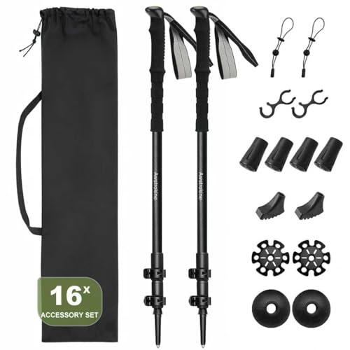 Ultra Light Carbon Fiber Hiking Trekking Poles - 6.07oz Nordic Trekking Sticks with Full EVA Grips & Quick Locks, All-Terr...