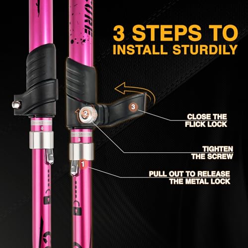 Covacure Hiking Poles Collapsible Trekking Poles - Aluminum Alloy 7075 Walking Sticks for Hiking with Telescopic & Foldabl...