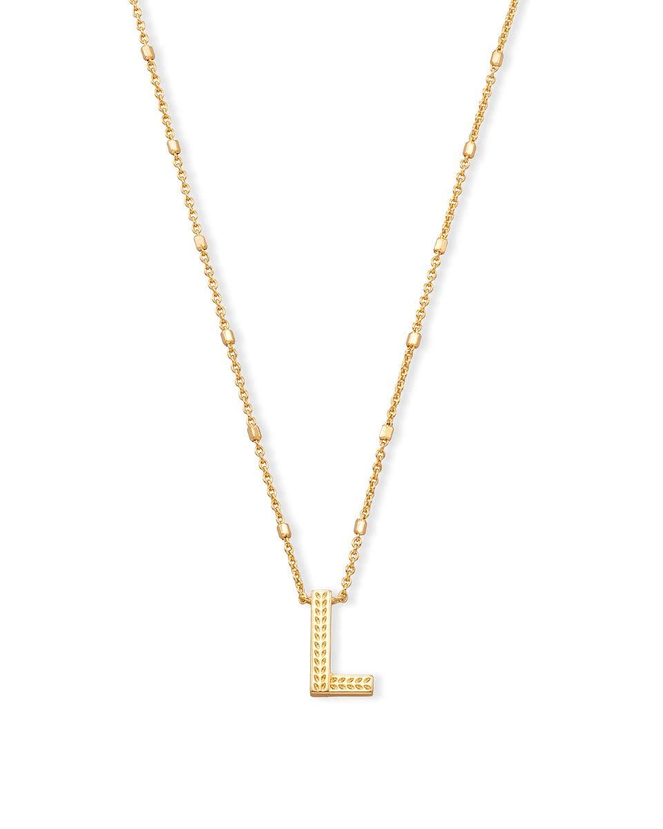 Kendra Scott Letter L Pendant Necklace for Women, Fashion Jewelry, 14k Gold-Plated Brass, Gold Metal, Letter L